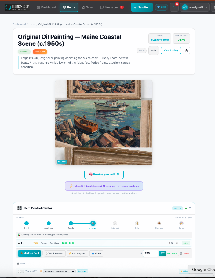 LegacyLoop Listing Manager — multi-platform listing creation